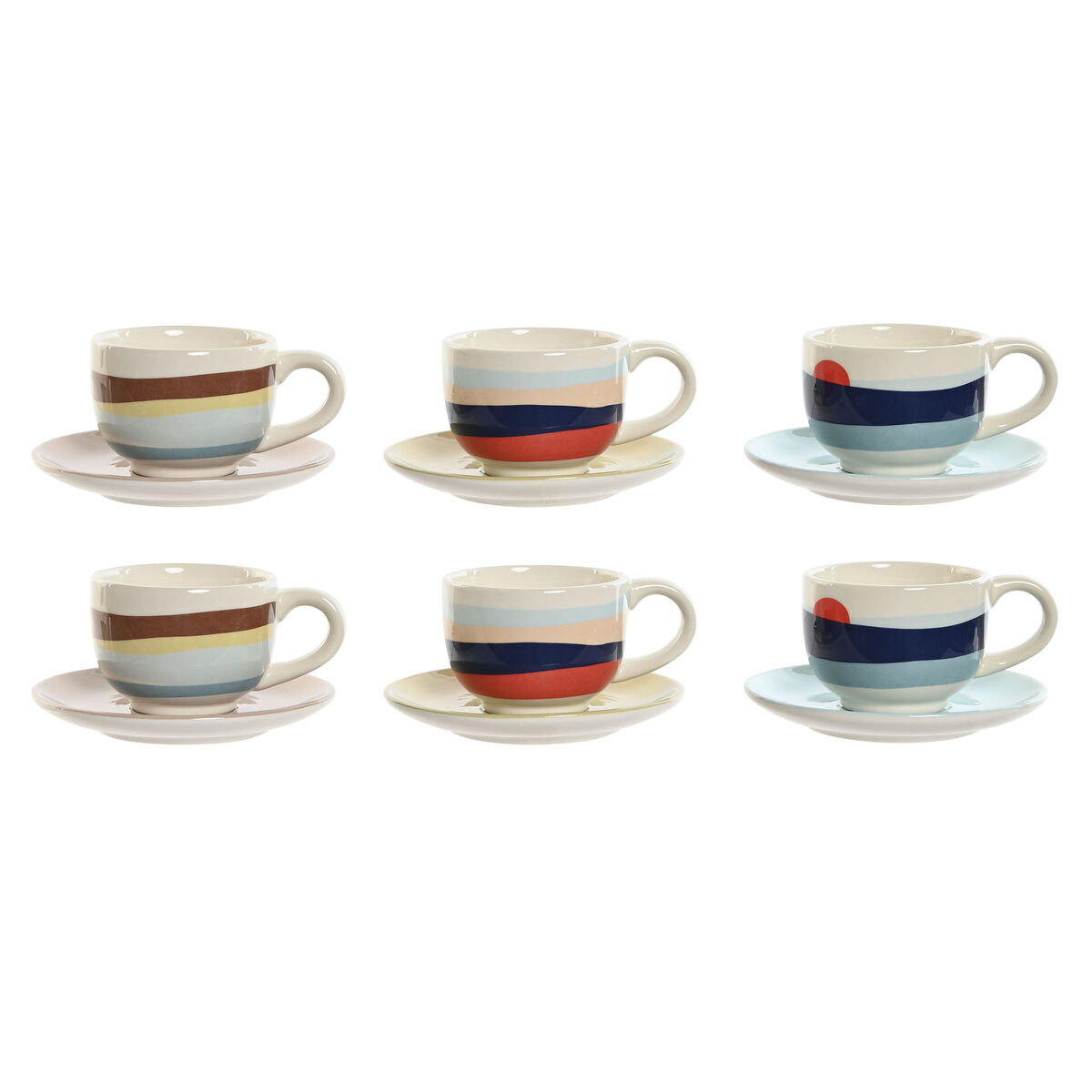 Piece Coffee Cup Set Home ESPRIT Yellow Blue Green Lilac Metal Dolomite 180 ml